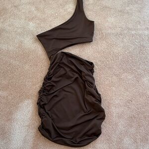 SHEIN Chocolate One-Shoulder Dress